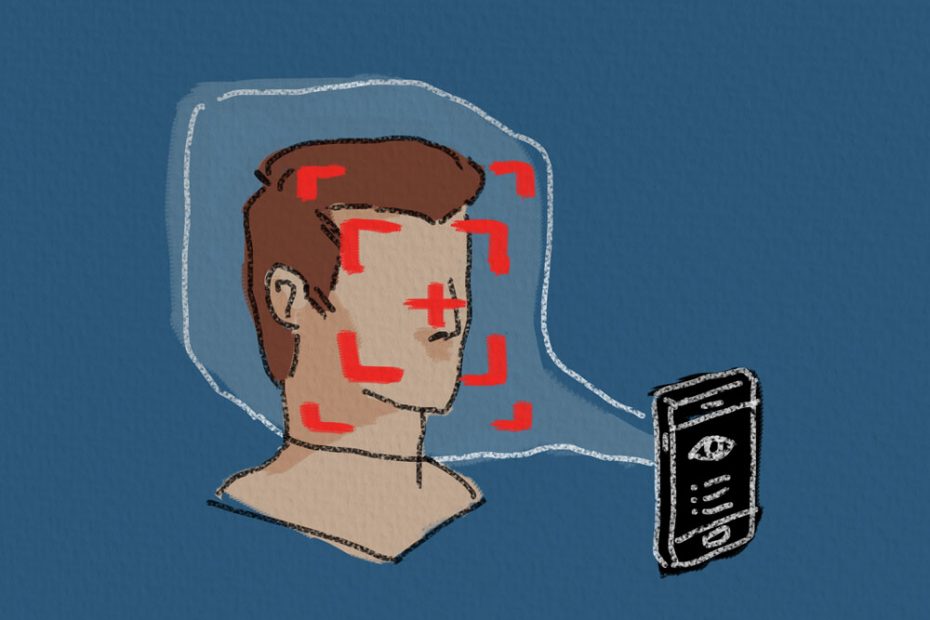 A phone scanning a person's face.